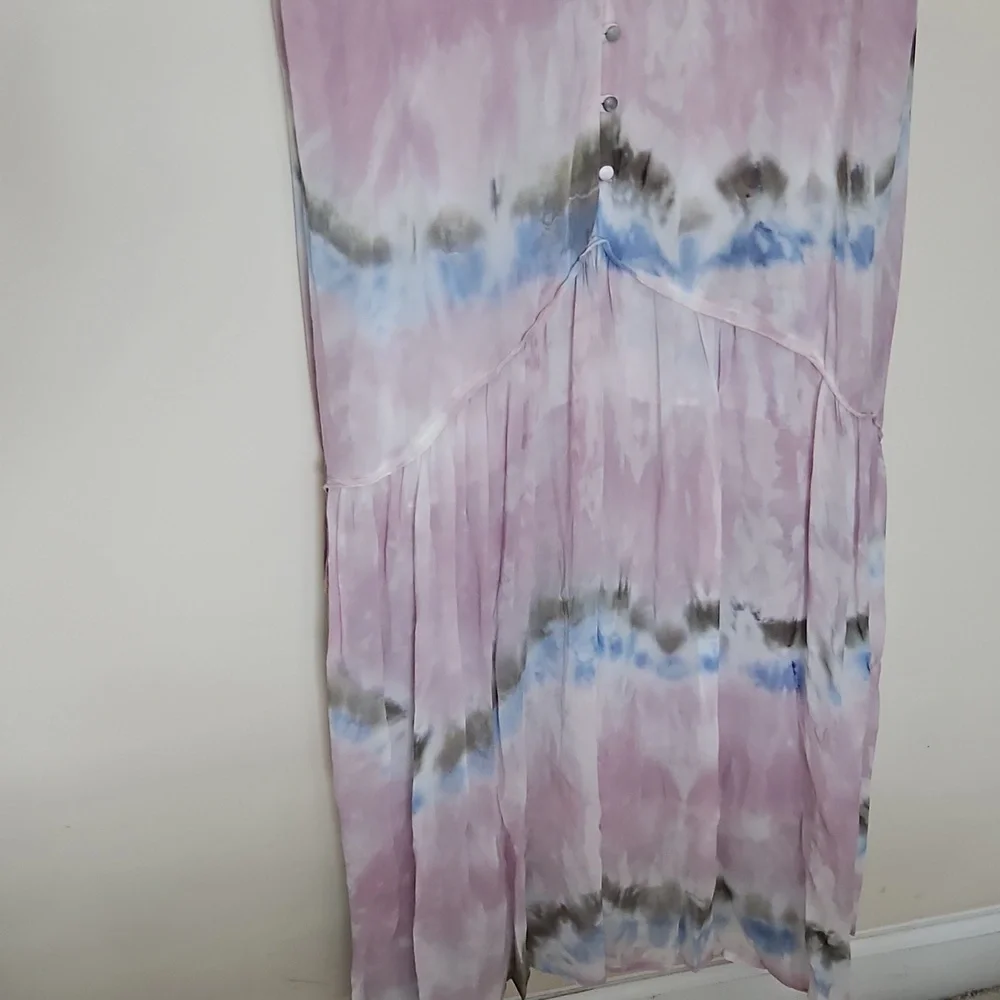 Young Fabulous & Broke Tie Dye Pink and White Sleeveless V-Neck Maxi Sundress XL - Picture 3 of 14